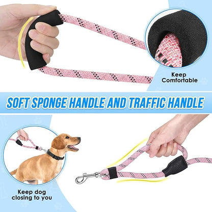 Lukovee Hands Free Dog Leash, 10FT Adjustable Training Lead 1/2 Inch Nylon Heavy Duty Lead No Pull for Large Medium Dogs, Tangle Free Reflective Waist-Leash for Walking Running, (PI, Plus Handle)