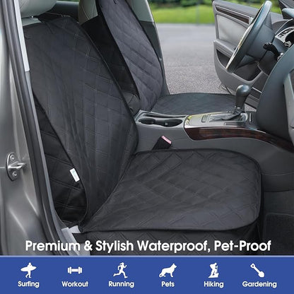 ALLANSING Front Seat Cover for Dogs with Side Flaps, Heavy Duty 900D Waterproof Car Seat Cover, Protects from Dirt & Scratches, for Pets & Daily Use, Fits Cars SUV Trucks Minivans (2-Pack)