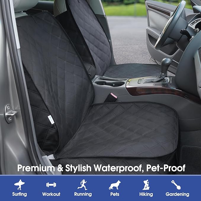 ALLANSING Front Seat Cover for Dogs with Side Flaps, Heavy Duty 900D Waterproof Car Seat Cover, Protects from Dirt & Scratches, for Pets & Daily Use, Fits Cars SUV Trucks Minivans (1-Pack)
