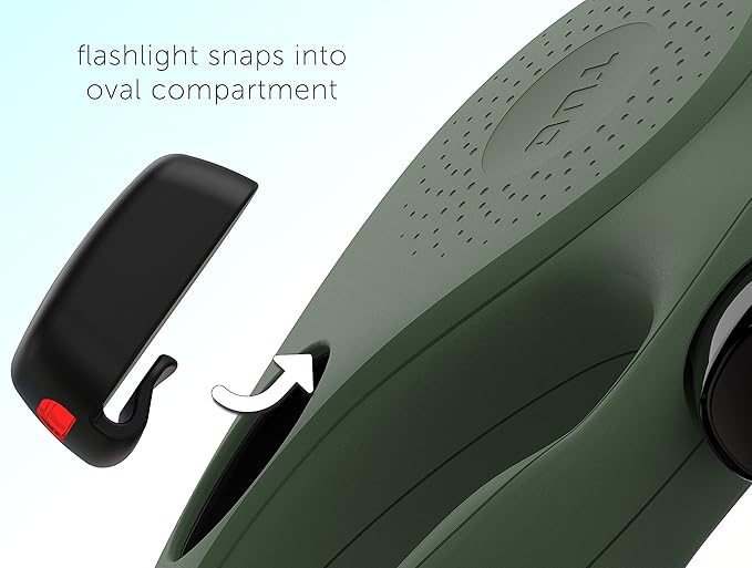 TUG Oval 360° Tangle-Free Retractable Dog Leash | Flashlight Included | Integrated Waste Bag Dispenser Pocket (Medium, Green)