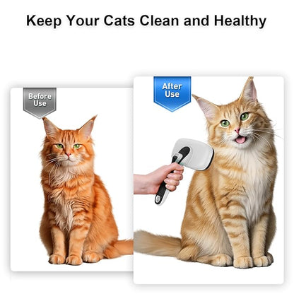 Cat Brushes for Indoor Cats,Skin Friendly Cat Brush for Shedding & Grooming Brush for Long or Short Haired Cats, Easy Clean Retractable Bristles, Grey