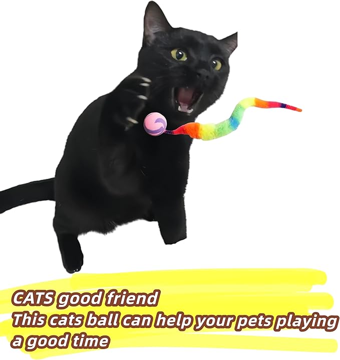 Feather-Free Cat Wand Toys - 4 Pack Safe Magic Wand with Wool Balls & Bells, Interactive Indoor Cat Toys, No Feathers Kitten Exercise Set