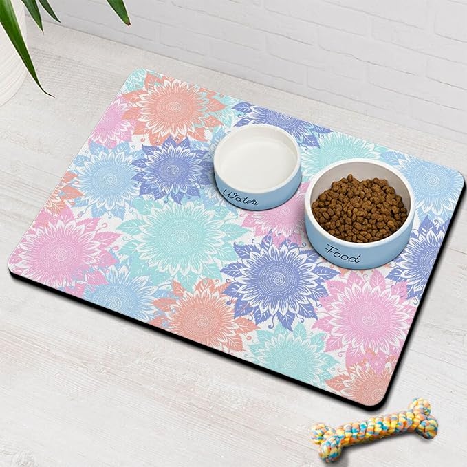 Pet Feeding Mat for Floors Waterproof Dog Mat for Food and Water Absorbent Quick Dry Non Slip mat for Cat Bowls