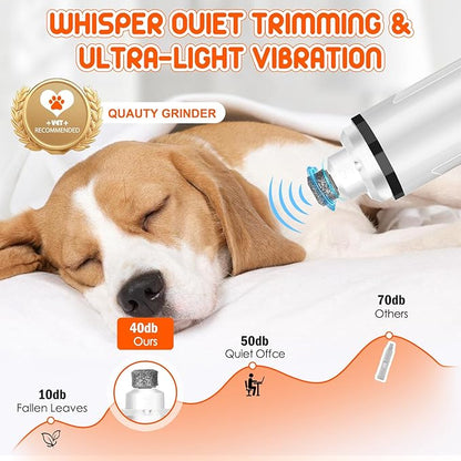 Dog Nail Grinder Electric Powerful 3 Speeds Dog Nail Clippers with Lights Quiet Cat Nail Clipper Painless Care Trimmers Tools for Small Medium Large Dogs and Cats (Black)