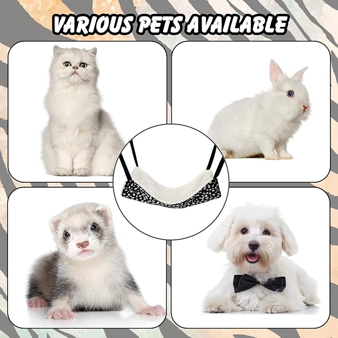 BBTO 3 Pcs Reversible Pet Hammock Soft Plush Cat Hanging Hammock Guinea Pig Bed Rat Cage Accessories for Puppy Dog Piggy Kitten Ferret Rabbit Other Small Animals(Dot)