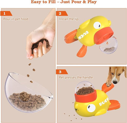 Interactive Dog Treat Dispenser Toy & Slow Feeder Dog Bowls - Duck-Shaped Puzzle Toy for Mental Stimulation, Adjustable Food Outlet for Small to Medium Cats and Dogs