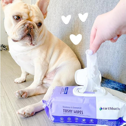 earthbath, Rosemary & Chamomile Tushy Wipes - Dog Wipes for Paws and Butt, Pet Wipes for Dogs & Cats, Made in USA, Cruelty-Free Dog Cleaning Wipes, Helps Neutralize Odors - 30 Count (1 Pack)