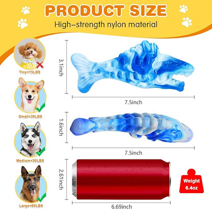Tough Dog Toys for Aggressive Chewers 2 Pack, Indestructible Dog Toys to Keep Them Busy, Beef Flavor, Nylon Dog Chew Toys for Small, Medium and Large Dogs, Blue & Green