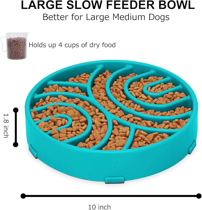 Whippy Slow Feeder Dog Maze Bowl - Anti-Choking, Anti-Slip Interactive Puzzle Feeder for Large Dogs, Green