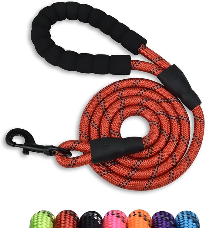 5/6 FT Strong Pet Dog Leash with Soft Padded Handle,Highly Reflective Rope for Night Walking,360-Degree Rotating Metal Buckle Without Tangles,Suitable for Small,Medium and Large Dogs.(6ft)