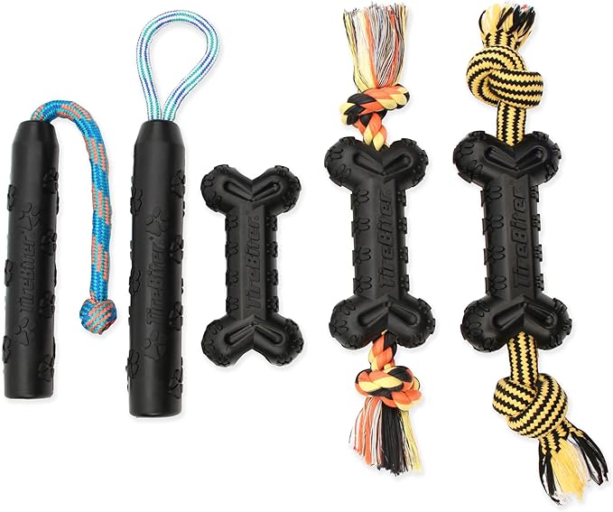 Mammoth TireBiterII Bone with Treat Station – Natural Rubber Dog Toys for Extreme Chewers – Dog Toys for Extra Long Interactive Play – Aggressive Chewer Toys for Dogs - Large 7.25