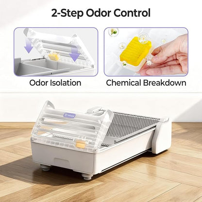 Fully Open Top Automatic Self Cleaning Cat Litter Box, Extra Large Electric Litter Box with APP Control Health Monitor, Smart Litter Tray for Multiple Cats, Anti-Pinch, Come with 5lb Cassava Litter