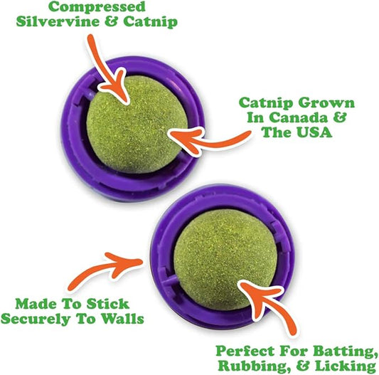 Meowijuana Compressed Catnip Ball Trio - Kalico Kush, Purrple Passion, and Whack ‘n’ Roll | Interactive Cat Toy Refill | Potent Hand Harvested Catnip Grown in North America