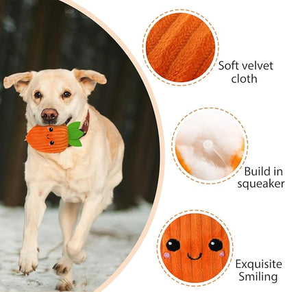 Andiker Dog Carrot Toy, 9.84'' Dogs Squeaky Toys Inside with a Squeaker Soft Stuffed Cotton Dogs Plush Toy to Grind Teeth and Kill Time for Small and Medium Dog and Puppy (Orange)