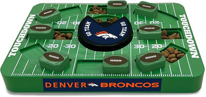 Pets First NFL Denver Broncos Large Puzzle Toy, New Size, Interactive Dog Treat & Slow Feeding Toy