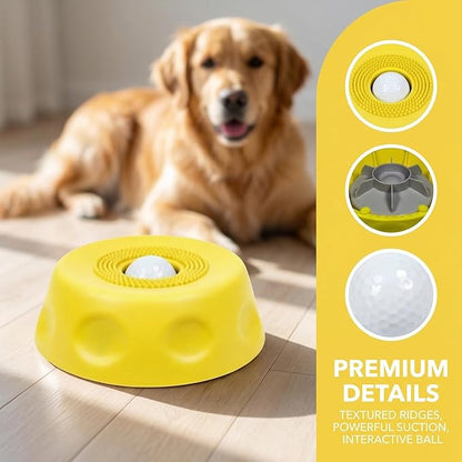 Silicone Lick Bowl for Dogs with Suction Cup, Anti-Slip Slow Feeder, Upgraded Chew-Resistant Ball & Anti-Disassembly Design, 250ml Capacity, Dishwasher Safe, for Small Medium Large Pets(Yellow)