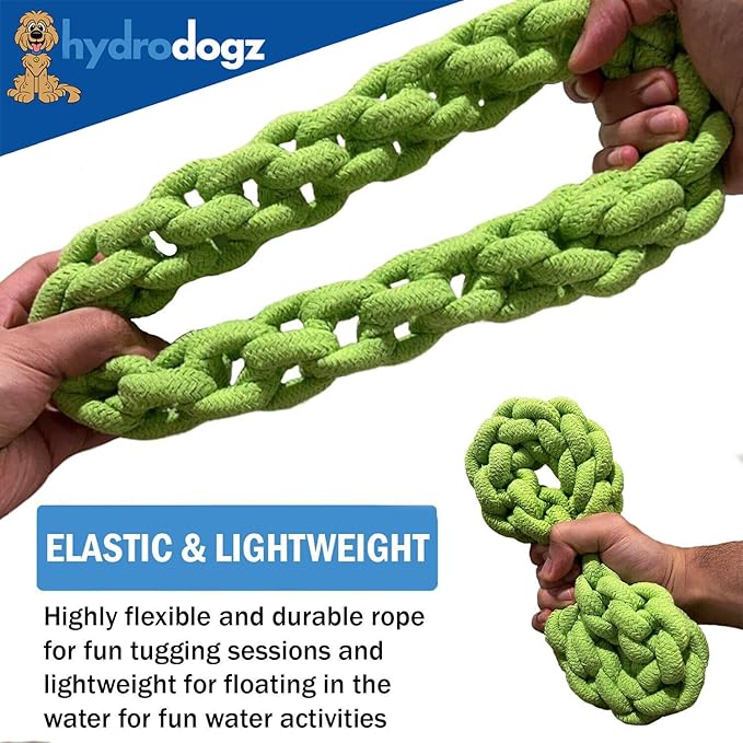 Reflective Padded Floating Leash and Dog Rope Chew Toy Assortment Bundle for Small Medium and Large Dogs, Natural Interactive Fetch Toys for Water Play (Floating Large Ring Bundle w/Leash)