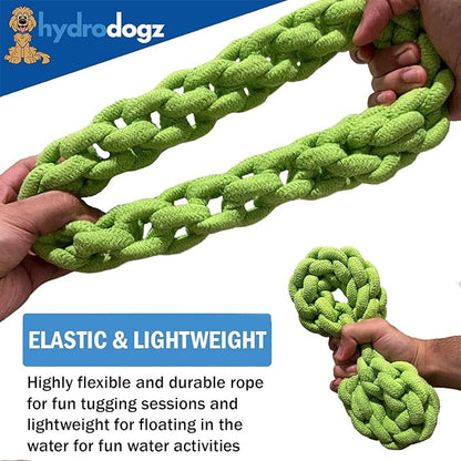 Reflective Padded Floating Leash and Dog Rope Chew Toy Assortment Bundle for Small Medium and Large Dogs, Natural Interactive Fetch Toys for Water Play (Floating Large Ring Bundle w/Leash)