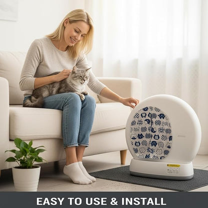 Curtain for Self Cleaning Cat Litter Box, Self-Cleaning Litter Box Curtain,Odor Blocker & Litter Scatter Shield for Cats,Easy Install, Fit for Elliptical Openings