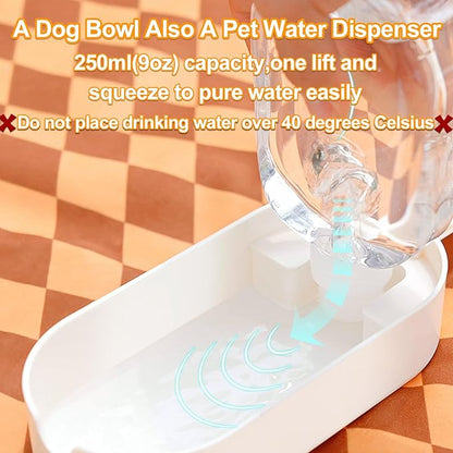 2-in-1 Dog Bowl & Water Bottle, Large Food Container for Dog Treats, Steak, Sticks, Bars - Portable Pet Dispenser for Hiking, Travel (Yellow)