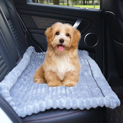 Waterproof Backseat Pet Bed Mat,Soft Plush Pet Seat Cover, Thickened Backseat Dog Bed Mat, Washable & Non-Slip Travel Pet Mat for Small Medium Dogs, Fits Car, Truck & SUV