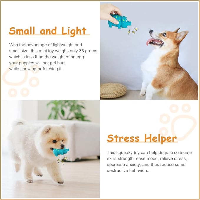 WishLotus Natural Latex Dog Squeak Toy, 2pcs Pig-Shaped Mini Dog Pig Toy for Small Dogs to Relieve Stress, Reduce Boredom and Teeth Cleaning (2pc)