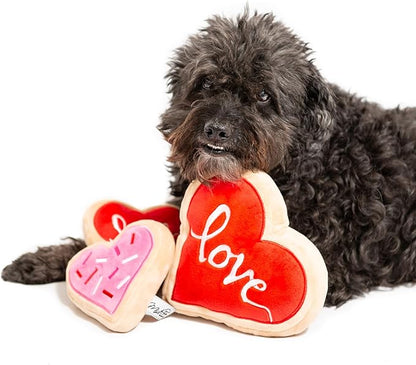 Midlee Pink Heart Sugar Cookie Plush Valentine's Dog Toy- Small Stuffed Present