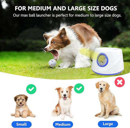 Automatic Dog Ball Launcher, Dog Ball Throw Launcher, 3 Adjustable Distance 20-45FT, with 6 2.3-inch ETPU Balls, for Small/Medium Dogs, Indoor and Outdoor Interactive Toys