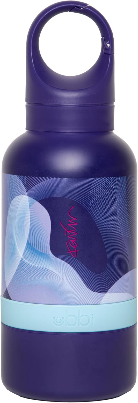 Ubbi Pet x Karim Rashid Pup & Me Insulated Dog Water Bottle with Detachable Bowl, 32 oz Stainless Steel Portable Travel Bottle for Dogs and Owners, Purple