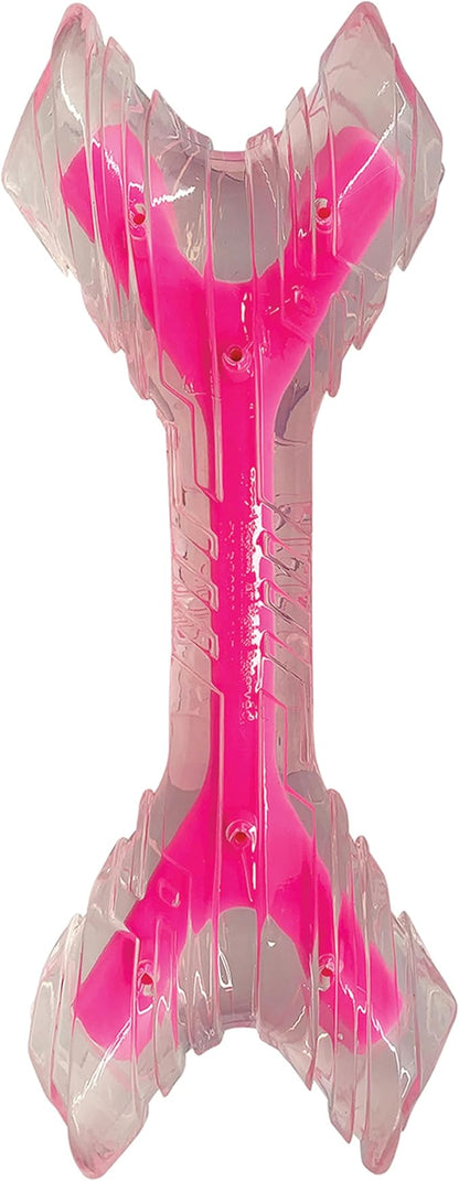 Nerf Dog 9in TPR/PP Scented Bacon SuperScent Bone Solid Core -Clear/Pink, (NF-7132)