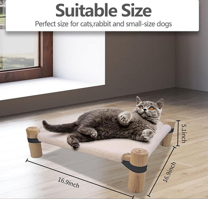 Pozico Cat Hammock Bed – Wooden Elevated Cat/Dog Bed with Fluffy Winter Fabric – Raised Pet Cot Furniture for Small Dogs, Cats & Small Animals – Warm Plush Indoor Lounger – Portable & Washable – Pink
