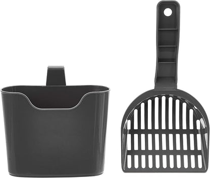 Amazon Basics Durable Cat Litter Scoop with Holder, Hangs on Litter Box, Efficient Scooper