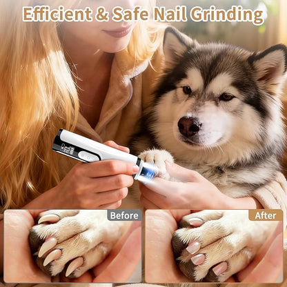 2026 New Dog Nail Grinder Quiet - Painless Pet Nail Grinder for Dogs - 3 Modes Dog Nail Trimmer with Guard & 2 LED Lights -Silent Nail Groom for Small/Medium/Large Dogs and Cats Electric Pet Claw Care