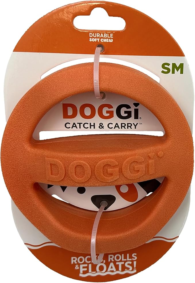 Van Ness Pets Doggi Catch and Carry Flying Disc Floating Dog Toy, Small, Orange