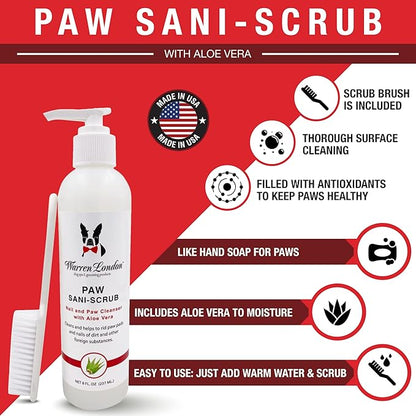 Warren London Pawdicure Gift Box for Dogs – 8-Piece Luxury Paw Spa Set w/Paw Sani Scrub, Fizz Soak, Grapeseed Oil, Hydrating Butter Balm, Paw Defense Wax, Nail File & 2 Quick-Dry Nail Polish Pens