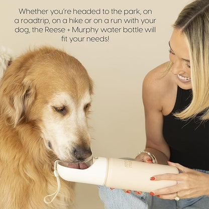 Dog Water Bottle - Stainless Steel Pet Water Bottle for Travel & Portable Dog Water Bottle - Water Bottle for Dogs on The Go 16.9 Oz, Cream