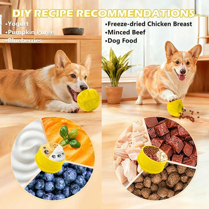 Frozen Treat Dispensing Dog Toy to Keep Them Busy, Interactive Indestructible Dog Puzzle Toy for Small Medium Breeds, Cognitive Dog Enrichment Toys Freezable - Yellow