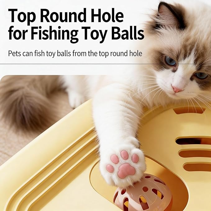 Interactive Cat Toys for Indoor Cats, 2-in-1 Kitten Toys with Balls & Feathers, BPA-Free Safe Material,Non-Slip Base, Sturdy and Durable (Blue)