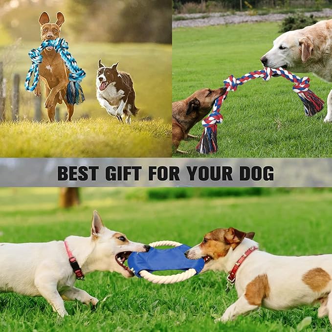 6 Pack Dog Rope Toys for Small Medium Large Breed, Tough Chew Rope Tug Toy for Dogs, Flying Disc Fetch Toy Dog Rope Ball, Interactive Toy for Boredom, Puppy Teeth Cleaning