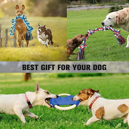 6 Pack Dog Rope Toys for Small Medium Large Breed, Tough Chew Rope Tug Toy for Dogs, Flying Disc Fetch Toy Dog Rope Ball, Interactive Toy for Boredom, Puppy Teeth Cleaning