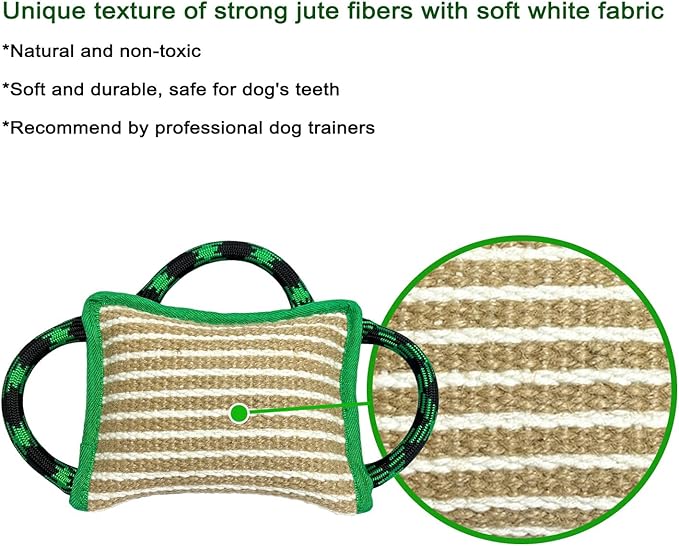LWBMG Dog Rope Toys, Dog Jute Bite Pillow with 3 Strong Handles, Tug of War Dog Toy, Perfect Pull Toy for Medium Large Dogs Training Interactive Playing