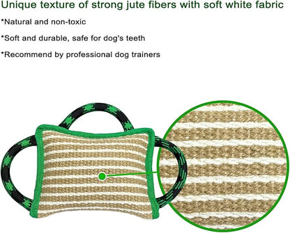 LWBMG Dog Rope Toys, Dog Jute Bite Pillow with 3 Strong Handles, Tug of War Dog Toy, Perfect Pull Toy for Medium Large Dogs Training Interactive Playing