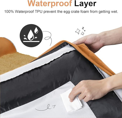 Large Dog Bed Orthopedic Washable: Beds Bolster XXL Bed Big XLarge Dogs Egg Crate Foam Sofa Couch Waterproof Removable Cover - Orange