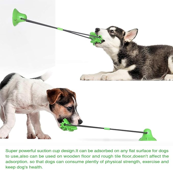 Guardians Dog Chew Toy with Suction Cup for Aggressive Chewers, Puppy Training Treats Food Dispensing Toothbrush Pet Teeth Cleaning Rope Toys for Small Medium Dogs (Green Cactus)