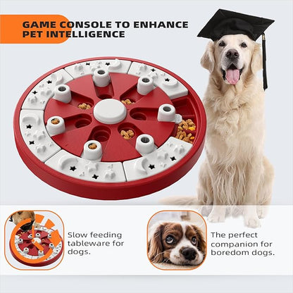Dog Puzzle Toy Dogs Brain Mental Stimulation Mentally Stimulating Puzzles Feeder Toys Puppy Treat Food Dispenser Advanced Level 2 in 1 Game for Small/Medium/Large Aggressive Chewers Breed Red A