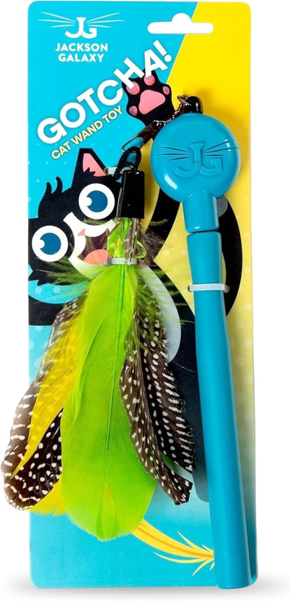 Jackson Galaxy Gotcha! Cat Wand Toy - Interactive Cat Toy, Feather Wand