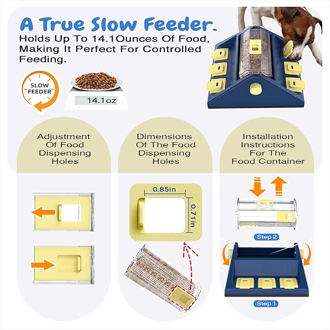 KADTC 2 Levels of Challenge,Large Size,Paw-Activated Rolling Dog Puzzle Feeder Toy,U.S. Brand & Design,Treat Puzzles Feeding for Small Medium Dogs Mental Stimulation Puppy Food Slow Dispenser Toy