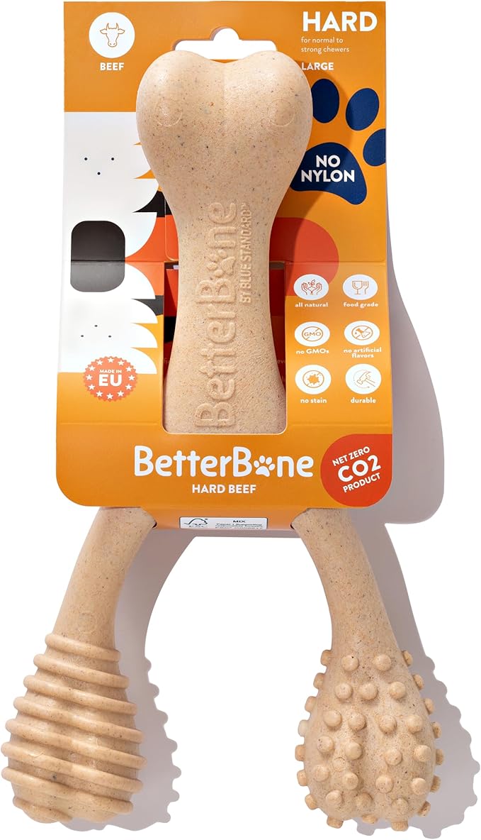 BetterBone - Hard Density - Ideal for Strong to Aggressive Chewers - All-Natural, Nylon-Free Dog Chew Toys - Non-Toxic, Promotes Dental Health, Splinter-Resistant, Sustainably Made