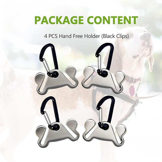 4PCS Dog Poop Bag Holder, Waste Bag Holder, Dog Poop Bag Carrier, Hand Free Holder, Metal Holder