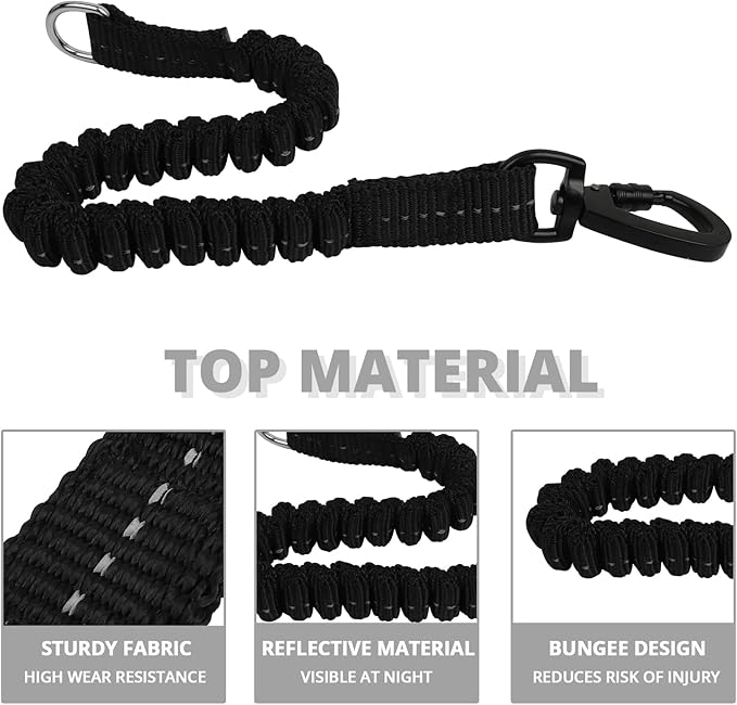 Long Dog Leash 15 FT: Heavy Duty Rope Leashes for Dogs Training with Swivel Lockable Hook Reflective Threads Bungee and Padded Handle - Dog Lead for Large Small Medium Dogs Outside Walking Hiking Grey